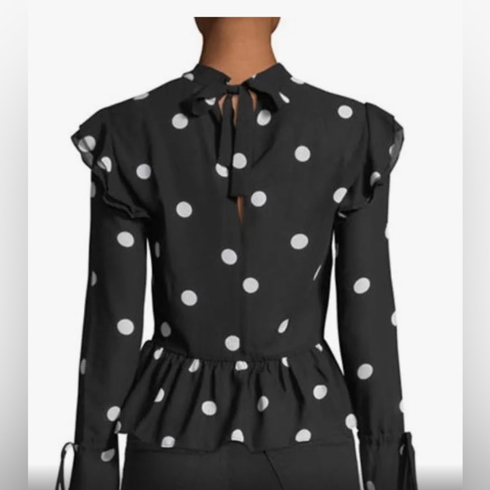 Free generation LA ruffled black polka dot blouse. Size large